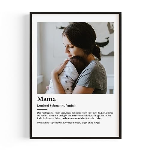 PULSE of HOME Geschenk für Mama – Personalisierte Foto Definition – Liebesbeweis für deine Mutter zum Hinstellen oder Aufhängen – Personalisierte Geschenke von PULSE of HOME