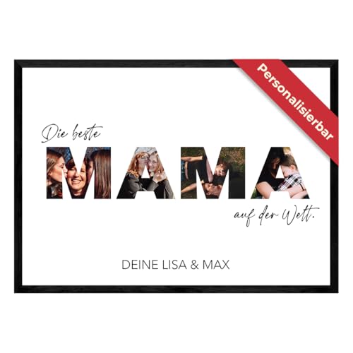 GiveSmiles Muttertagsgeschenk – Personalisierte Foto Collage als Muttertagsgeschenk – Geschenk für Mama mit 4 eigenen Bildern – beliebtes Mama Geschenk - Das perfekte persönliche Geschenkbild für Sie von GiveSmiles