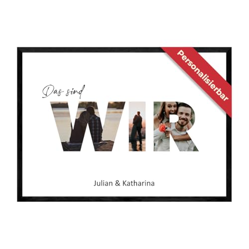 Personalisierte Geschenke für Pärchen "Wir" – Bildercollage zum Hinstellen oder Aufhängen - Liebesbeweis für deinen Partner - Verewige eure Lieblingsmomente – Das perfekte Geschenk zum Jahrestag von PULSE of HOME