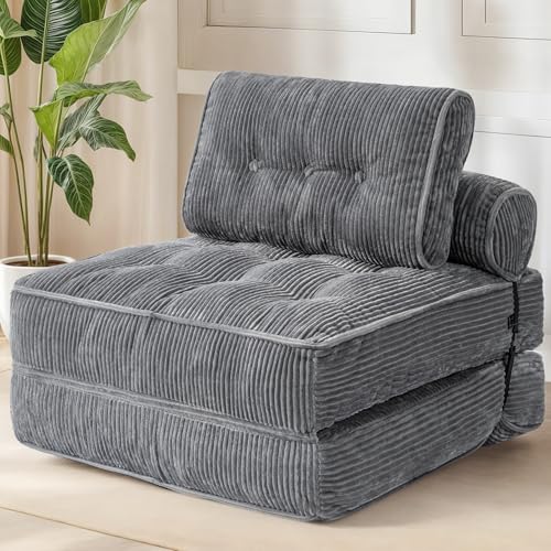 PulseFay Klappbares Schlafsofa mit Rückenstütze und Kissen, bequemes Bodensofa, bequeme Bodencouch für Wohnzimmer, Schlafzimmer, Grau PulseFay Klappbares Schlafsofa mit Rückenstütze und Kissen, bequemes Bodensofa, bequeme Bodencouch für Wohnzimmer, Schlafzimmer, Grau von PulseFay