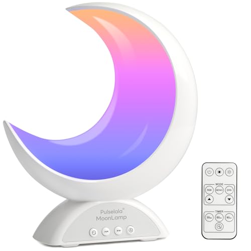 Pulselala Mond Tischlampe – RGB Farbwechsel LED Nachttischlampe mit Fernbedienung, Musik-Sync & Szenen-Modi – Perfekt für Schlafzimmer, Wohnzimmer oder Schreibtisch-Deko von Pulselala