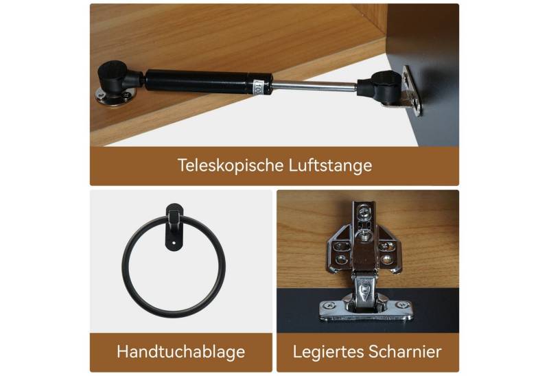 Puluomis Badezimmer-Set Waschbeckenunterschrank 60cm mit Waschbecken, (mit Handtuchring, Klopapierhalter) von Puluomis