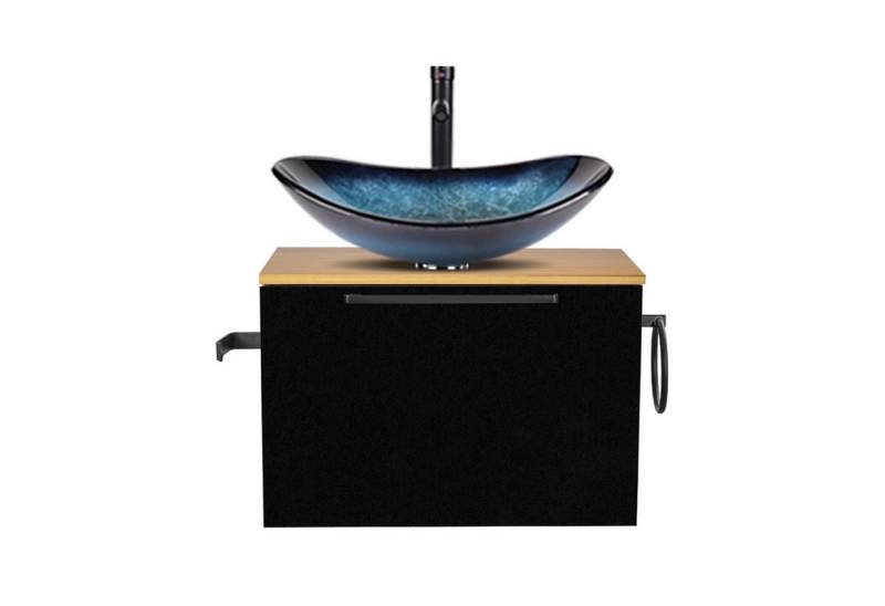 Puluomis Badezimmer-Set Waschbeckenunterschrank 60cm mit Waschbecken, (mit Handtuchring, Klopapierhalter) von Puluomis