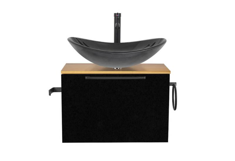 Puluomis Badezimmer-Set Waschbeckenunterschrank 60cm mit Waschbecken, (mit Handtuchring, Klopapierhalter) von Puluomis