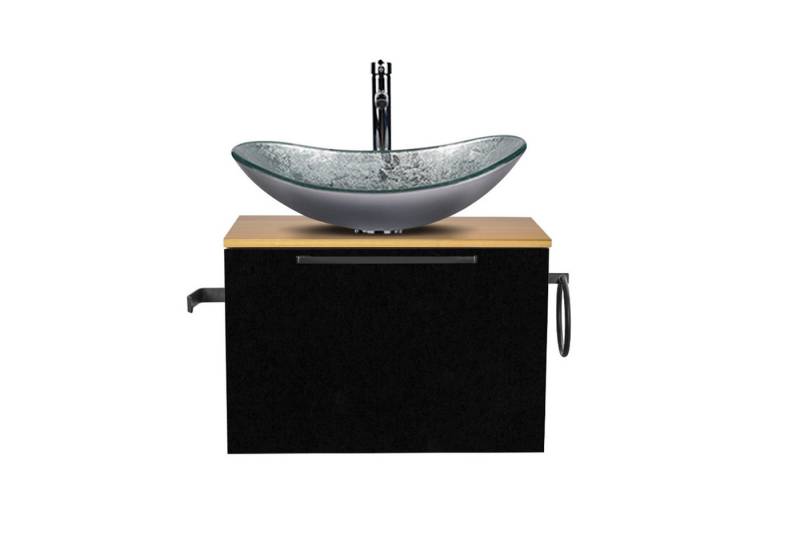 Puluomis Badezimmer-Set Waschbeckenunterschrank 60cm mit Waschbecken, (mit Handtuchring, Klopapierhalter) von Puluomis