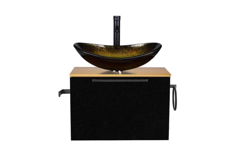 Puluomis Badezimmer-Set Waschbeckenunterschrank 60cm mit Waschbecken, (mit Handtuchring, Klopapierhalter) von Puluomis