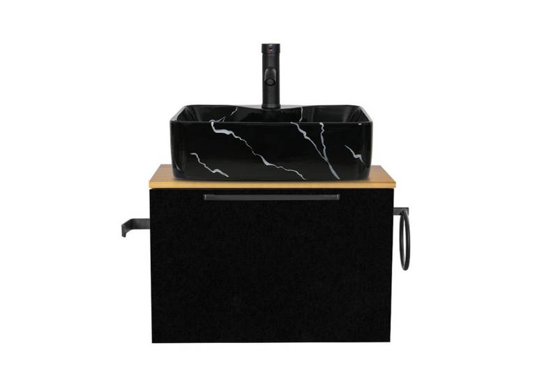 Puluomis Badezimmer-Set Waschbeckenunterschrank 60cm mit Waschbecken, (mit Handtuchring, Klopapierhalter) von Puluomis