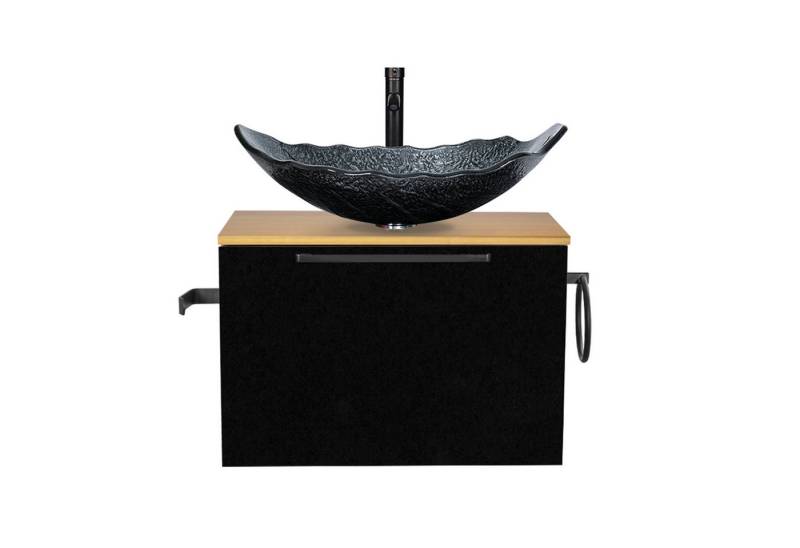 Puluomis Badezimmer-Set Waschbeckenunterschrank 60cm mit Waschbecken, (mit Handtuchring, Klopapierhalter) von Puluomis