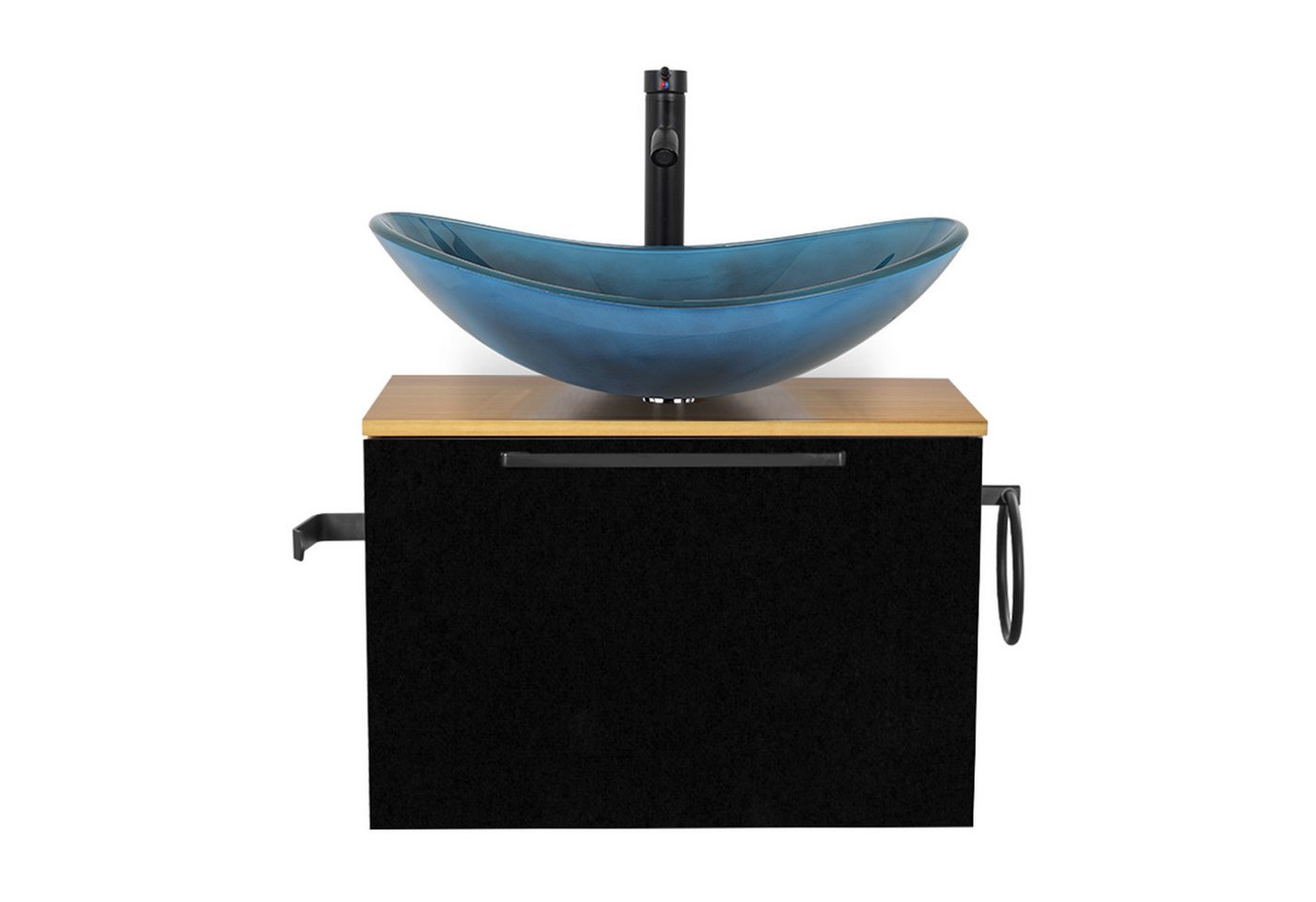 Puluomis Badezimmer-Set Waschbeckenunterschrank 60cm mit Waschbecken, (mit Handtuchring, Klopapierhalter) von Puluomis