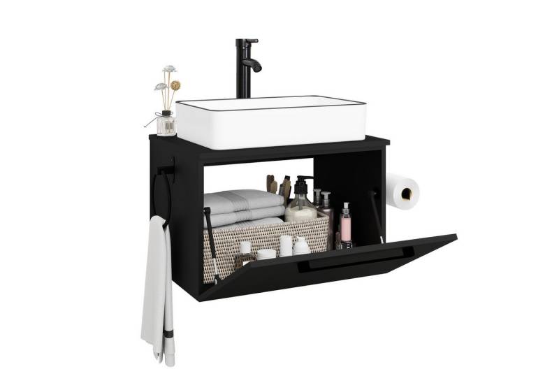 Puluomis Badezimmer-Set Waschbeckenunterschrank 60cm mit Waschbecken, (mit Handtuchring, Klopapierhalter) von Puluomis