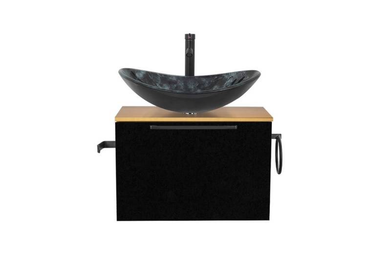 Puluomis Badezimmer-Set Waschbeckenunterschrank 60cm mit Waschbecken, (mit Handtuchring, Klopapierhalter) von Puluomis