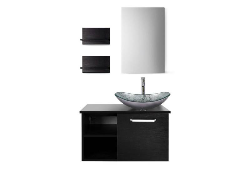 Puluomis Badezimmer-Set mit Spiegel, Badezimmerschrank mit 2 Regale ohne/mit Waschbecken Set Puluomis Badezimmer-Set mit Spiegel, Badezimmerschrank mit 2 Regale ohne/mit Waschbecken Set von Puluomis