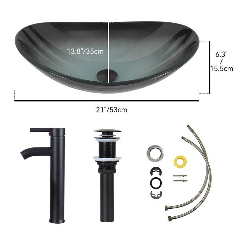Puluomis Badmöbel-Set mit Spiegel, Badezimmerschrank mit 2 Regale ohne/mit Waschbecken Set, (Unterschrank, Badschrank aus MDF, Gäste WC Wasserhahn Ablaufgarnitur) von Puluomis