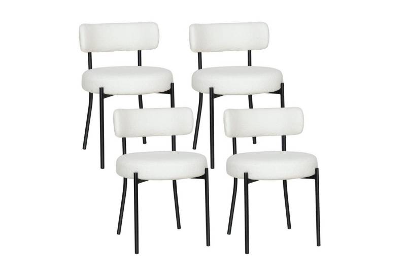 Puluomis Esszimmerstuhl (2/ 4/6er Set Bouclé mit Rückenlehnen, Polsterstühle Küchenstühle mit Metallbeinen, für Esszimmer Küche Wohnzimmer Schlafzimmer, Modern Retro Design, 4 St), Weiß, Schwarz von Puluomis