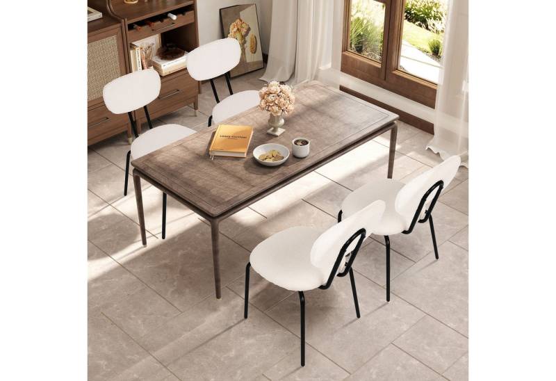 Puluomis Esszimmerstuhl 2/4/6/8er Set Essstühle Küchenstühle Polsterstuhl mit Rücklehne (Wohnzimmerstuhl, Boucle weiß, 4 St) von Puluomis
