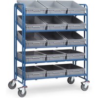 fetra® Eurokasten-Etagenwagen, mit Kästen, TK 300 kg, 5 Etagen à 1.240 x 610 mm von fetra®