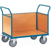 fetra® Plattformwagen, 3-seitig mit Holzwänden, Ladefläche BxT 600 x 1.000 mm von fetra®