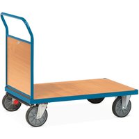 fetra® Plattformwagen, mit Holz-Stirnwand, Ladefläche BxT 600 x 1.000 mm, mit Zentralbremse von fetra®