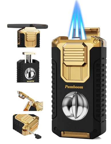 5-in-1 Zigarren Feuerzeuge mit zigarrenschneider v Cut, Zigarrenpunsch, Zigarrenhalter, zigarrenbohrer und 3 Jet-Flammen, Butan Zigarrenfeuerzeug 5-in-1 Zigarren Feuerzeuge mit zigarrenschneider v Cut, Zigarrenpunsch, Zigarrenhalter, zigarrenbohrer und 3 Jet-Flammen, Butan Zigarrenfeuerzeug von Pumboom