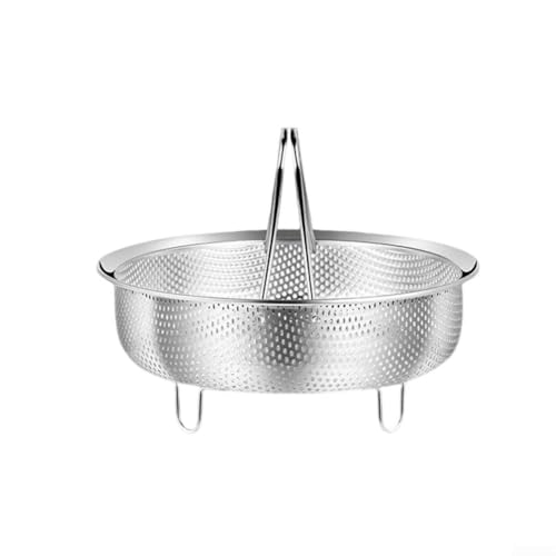 304 Edelstahl-Dampfgarer-Einsatzkorb für Kochtöpfe, Schnellkochtopf, Gemüse, Ei, Fisch, Dampfschale, Küchenhelfer, spülmaschinenfest, Mehrzweck-Lebensmittelsieb, Silber, 14/18/22/24 cm (L) von Pumixiy