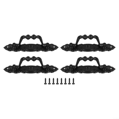 4 Stück antike Schubladengriffe Schrankgriffe Zinklegierung Ring Pull Hardware für Küchenschränke Kleiderschrank Möbel Türen Bronze Retro Hardware (schwarz) von Pumixiy