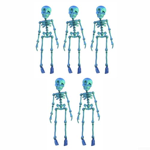 Bewegliche Skelett-Kühlschrankmagnete, 5er-Set, Gothic-Dekor, bunte Dekofiguren, bewegliche Gelenke für Halloween (blau) von Pumixiy
