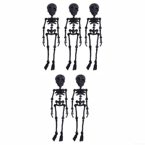 Bewegliche Skelett-Kühlschrankmagnete, 5er-Set, Gothic-Dekor, bunte Dekofiguren, bewegliche Gelenke für Halloween (schwarz) von Pumixiy