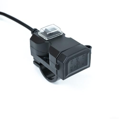 Dual-USB-Ladegerät-Adapter für Motorrad mit wasserdichter Rückspiegel-Halterung, kompatibel mit 12 V 24 V Motorrädern (12–24 V) von Pumixiy