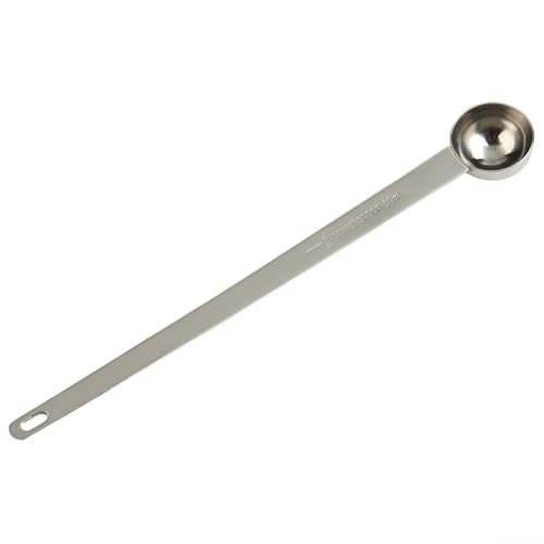 Edelstahl-Rührlöffel mit langem Griff und gravierter Skala für genaue Messung von Kaffee, Gewürzen, Mehl und anderen Pulvern beim täglichen Kochen (10 ml) von Pumixiy