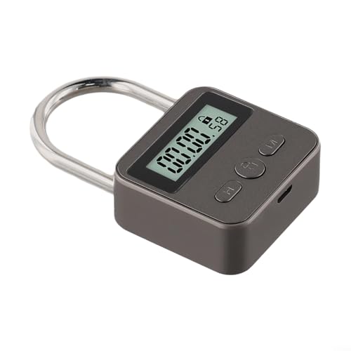 Elektronisches Timer-Vorhängeschloss aus Metall mit LCD-Display und Smart-Chip, Sicherheitsschloss für den Außenbereich, verstellbarer Countdown bis zu 99 Stunden, USB mit 500 Stunden Akkulaufzeit für von Pumixiy