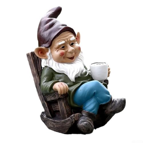 Gartenzwerg, Gartendekoration, wetterfest, Schaukel-Zwergstatue für Außenbereich, Terrasse, Rasen oder Kunstharz, skurrile Tee-Figur, 105 x 7 x 15 cm von Pumixiy