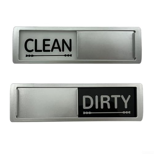 Geschirrspüler-Magnet Clean Dirty Schild mit Schiebeanzeige, kratzfestes, wasserdichtes Acryl ABS Küchenzubehör in Schwarz Silber, für nicht magnetisch (Silber) von Pumixiy
