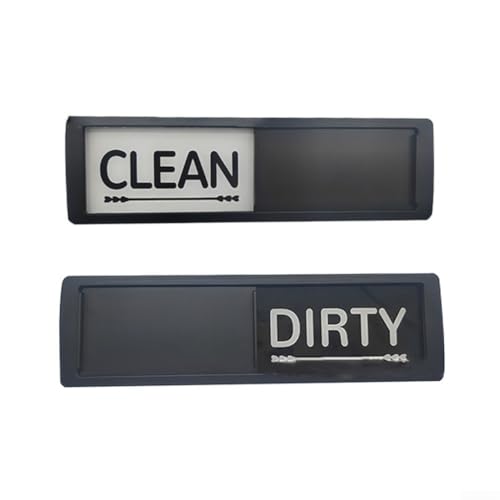 Geschirrspüler-Magnet Clean Dirty Schild mit Schiebeanzeige, kratzfestes wasserdichtes Acryl ABS Küchenzubehör in schwarz silber, für nicht magnetisch (schwarz) von Pumixiy