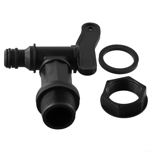 Kunststoff-Regentonnenhahn für Regentonnen, Grobgewinde 26,2 mm, kompatibel mit 17 mm Rohrverbindung, lebensmittelechtes, abnehmbares Design für einfache Reinigung, schwarze von Pumixiy