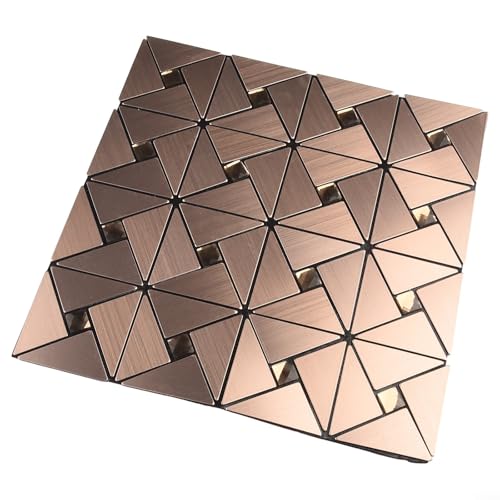 Mosaik-Aluminium-Wandfliesen, zum Abziehen und für Küche, Badezimmer, dekorative Fliesen, für Innenbereich, Heimdekoration, Büro, Hotel, Restaurant, Geschäft, 30 x 30 cm (Kupferfarbe) von Pumixiy