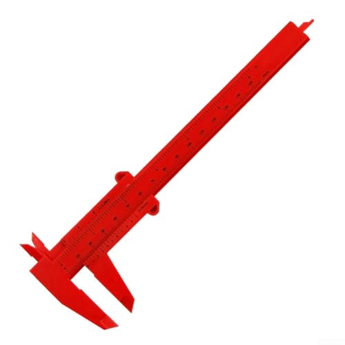 Pumixiy 0–150 mm Kunststoff-Messschieber, Doppelskala, Messlehre, Werkzeug für Innen- und Außentiefe, Höhe, Durchmesser, Messung, Schmuckarbeiten (rot) von Pumixiy