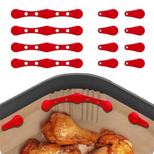 Pumixiy 4 Packungen magnetische Silikonschnalle für Luftfritteusen, Luftfritteusen-Magnete, Silikon-Magnet, Silikonschnalle zum Festhalten von Luftfritteusen-Pergamentpapier (schwarz) von Pumixiy