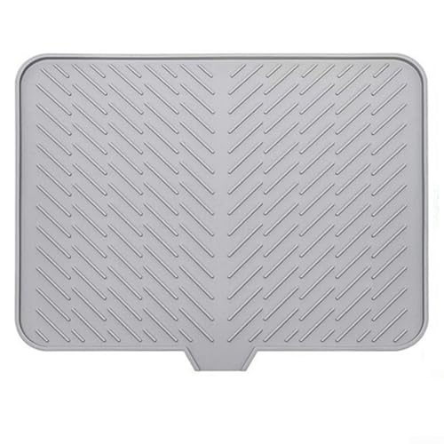 Pumixiy Abtropfmatte aus Silikon für Küchentheke, Abtropfbrett, hitzebeständige Abtropfmatten mit abgeschrägtem Design, hitzebeständig, rutschfeste Oberfläche, Ablaufauslauf für Spüle von Pumixiy