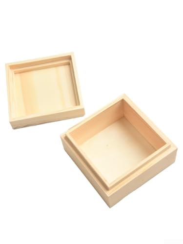 Pumixiy Aufbewahrungsbox aus Kiefernholz mit doppeltem Deckel, für Schmucksammlung, Zuhause, Organisation, Andenkenbehälter, mehrere Größen erhältlich, Kiefernholzbox (10,5 x 10,5 x 5,5 cm) von Pumixiy