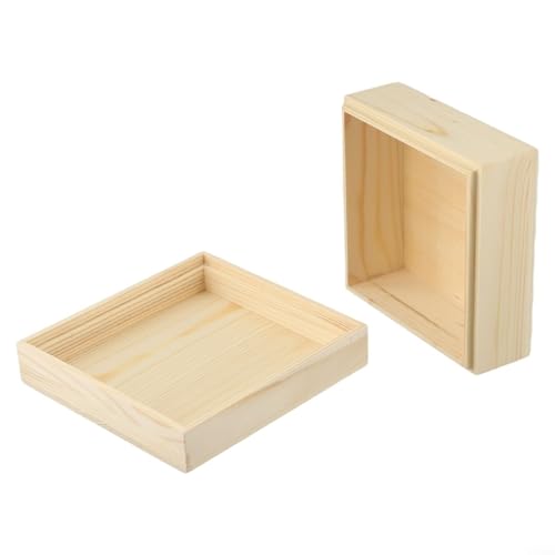 Pumixiy Aufbewahrungsbox aus Kiefernholz mit doppeltem Deckel, für Schmucksammlung, Zuhause, Organisation, Andenkenbehälter, mehrere Größen erhältlich, Kiefernholzbox (13 x 13 x 6,5 cm) von Pumixiy