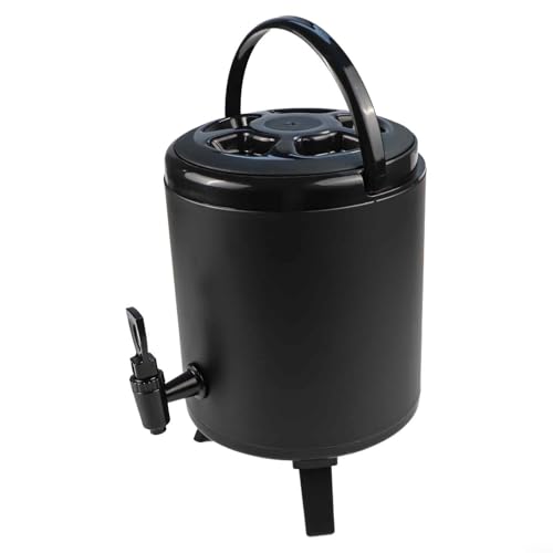 Pumixiy Doppelwandiger isolierter Getränkespender mit großem Fassungsvermögen und Harzhahn für Outdoor, Camping, Reisen, Picknick, kalte heiße Getränke, mehrere Größen (10 l, schwarz) von Pumixiy