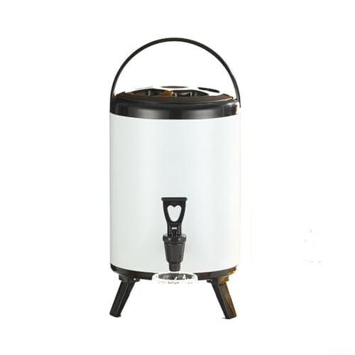 Pumixiy Doppelwandiger isolierter Getränkespender mit großem Fassungsvermögen und Harzhahn für Outdoor, Camping, Reisen, Picknick, kalte heiße Getränke, mehrere Größen (10 l, weiß) von Pumixiy