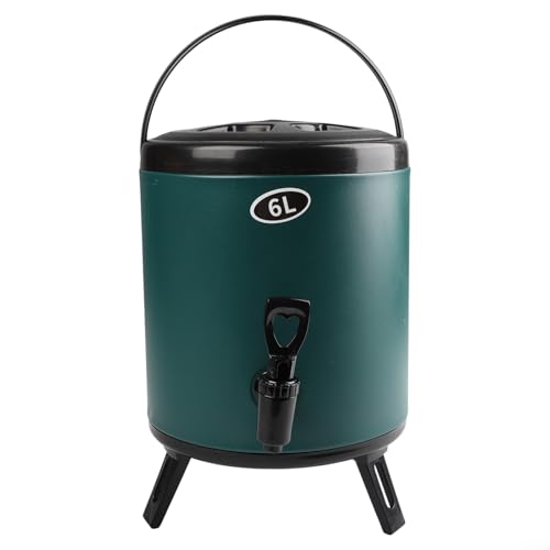 Pumixiy Doppelwandiger isolierter Getränkespender mit großem Fassungsvermögen und Harzhahn für Outdoor, Camping, Reisen, Picknick, kalte heiße Getränke, mehrere Größen (8 l, grün) von Pumixiy