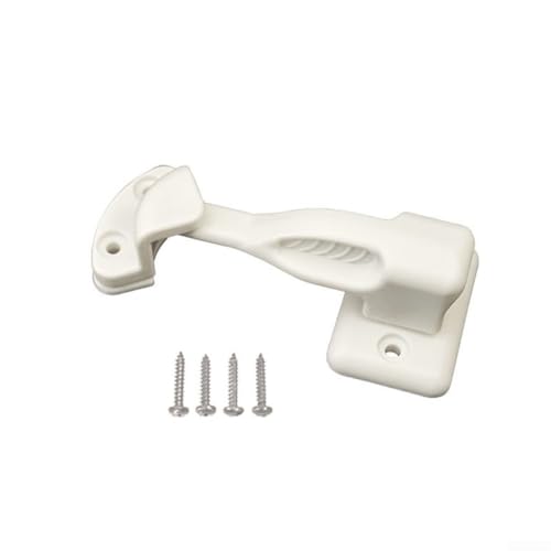 Pumixiy Drehbarer Türschlosshalter für Wohnwagen, Wohnmobil, Boot, Schrank, Möbel, Fangstopper, Schwarz-Weiß, Nylon-Konstruktion mit Befestigungsschrauben (weiß) von Pumixiy