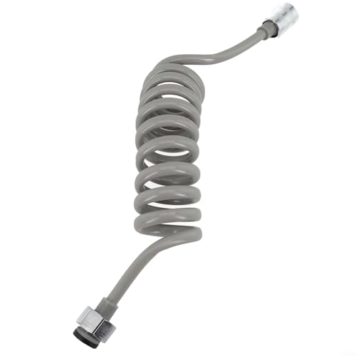 Pumixiy Einziehbarer Brauseschlauch, Telefonleitungs-Stil, PU-Metall, Wasserleitung, Badezimmer-Zubehör, elastische, flexible Verbindung, Telefon-Brauseschlauch (grau, 1,5 m) von Pumixiy