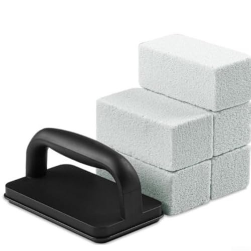 Pumixiy Grillreinigungsset mit Griff und Bimssteinen - 6-teiliges BBQ Tool Kit Kompatibel mit Grills, Backblechen, Mikrowellen und Küchenhauben von Pumixiy