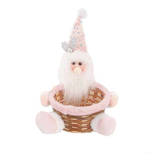 Pumixiy Holiday Fruit Basket Candy Storage Container Christmas Decoration Pink Indoor Outdoor Table Centerpiece Lightweight Reusable Cloth Basket (Santa Claus) von Pumixiy