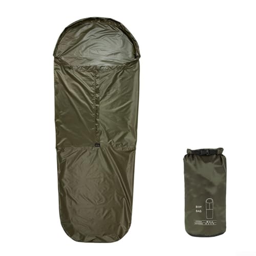 Pumixiy Leichter Notfall-Bivy-Sack, wasserdichter Schlafsack, 70D Ripstop-Material, wärmereflektierend, für Outdoor, Camping, Wandern, Abenteuerausrüstung (grün) von Pumixiy