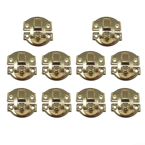Pumixiy Mini-Knebelverschluss-Set, 10 Stück, Antik-Bronze, Eisen, Kastenriegel mit Schrauben für Koffer, Truhe, Kofferraum, Briefkasten, Schmuckkästchen, Türbeschläge, 27 x 29 mm (gelb) von Pumixiy