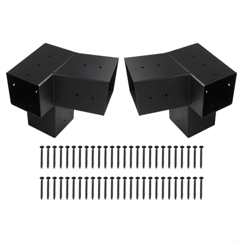 Pumixiy Pergola-Set, schräge Dach-Pergola-Halterungs-Set, Wandhalterung mit Hardware für 10,2 x 10,2 cm Holzpfosten, Veranda, Pavillon, Konstruktion, schwarzer Stahl, Outdoor-Strukturunterstützung Pumixiy Pergola-Set, schräge Dach-Pergola-Halterungs-Set, Wandhalterung mit Hardware für 10,2 x 10,2 cm Holzpfosten, Veranda, Pavillon, Konstruktion, schwarzer Stahl, Outdoor-Strukturunterstützung von Pumixiy